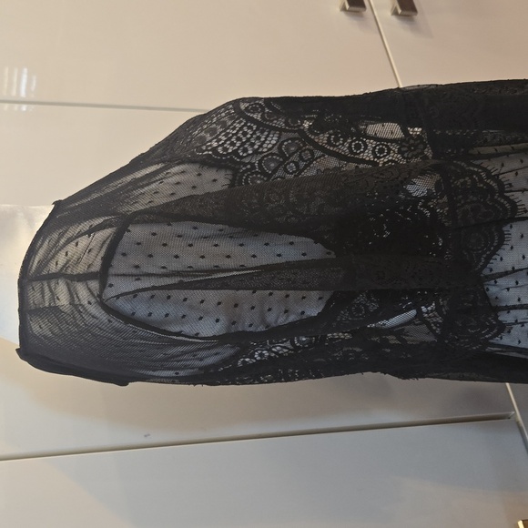 Free People Sheer Crochet Lace Embroidered Maxi Dress Top Black Size Small - Picture 8 of 12